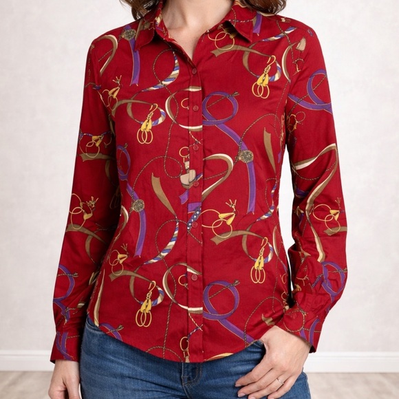 J Mclaughlin Tops - J. McLaughlin Betty Red Button Down Size Small